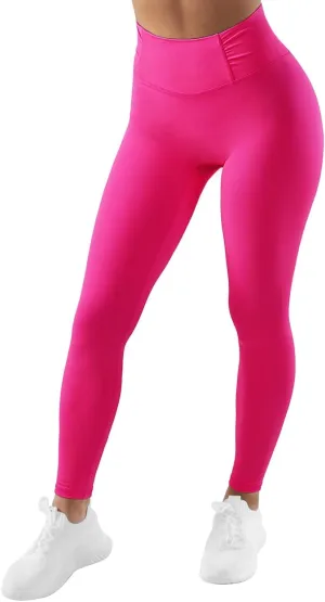 SUUKSESS Women No Front Seam Buttery Soft Leggings Ruched High Waist Yoga Pants