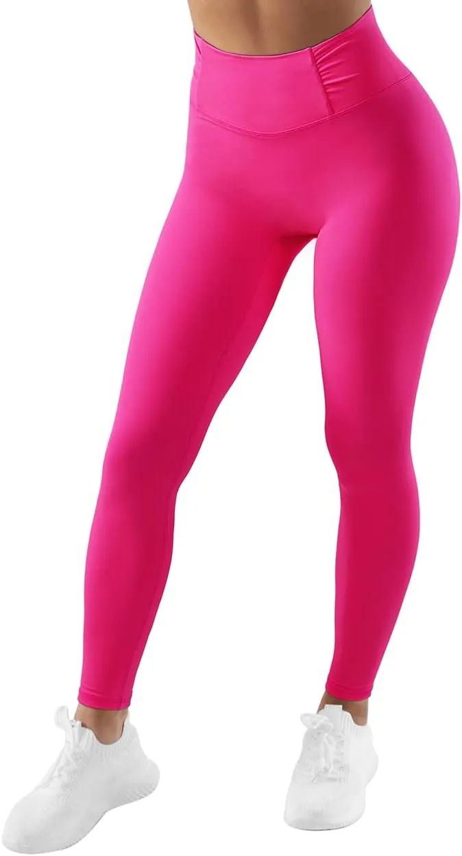 SUUKSESS Women No Front Seam Buttery Soft Leggings Ruched High Waist Yoga Pants