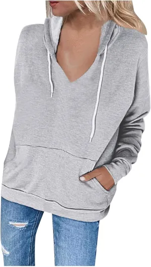 Sweatshirt for Women Fall Jacket Oversized Casual Zip Up Drawstring Hoodie w Pockets Long Sleeve Solid Outerwear Tops