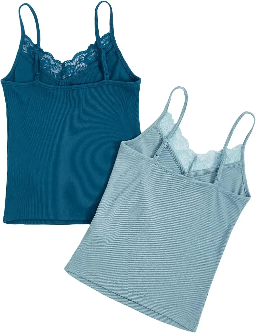 SweatyRocks Women's 2 Pack Lace Trim Tank Tops Y2K Camisole Top V Neck Cami Undershirts