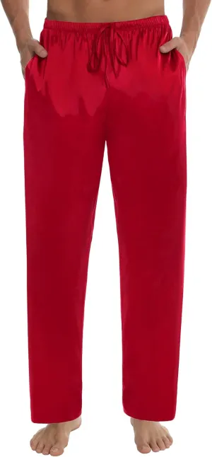 SWOMOG Men's Satin Silk Pajama Pant Long Pj Bottoms Soft Lounge Sleep Pants with Pockets