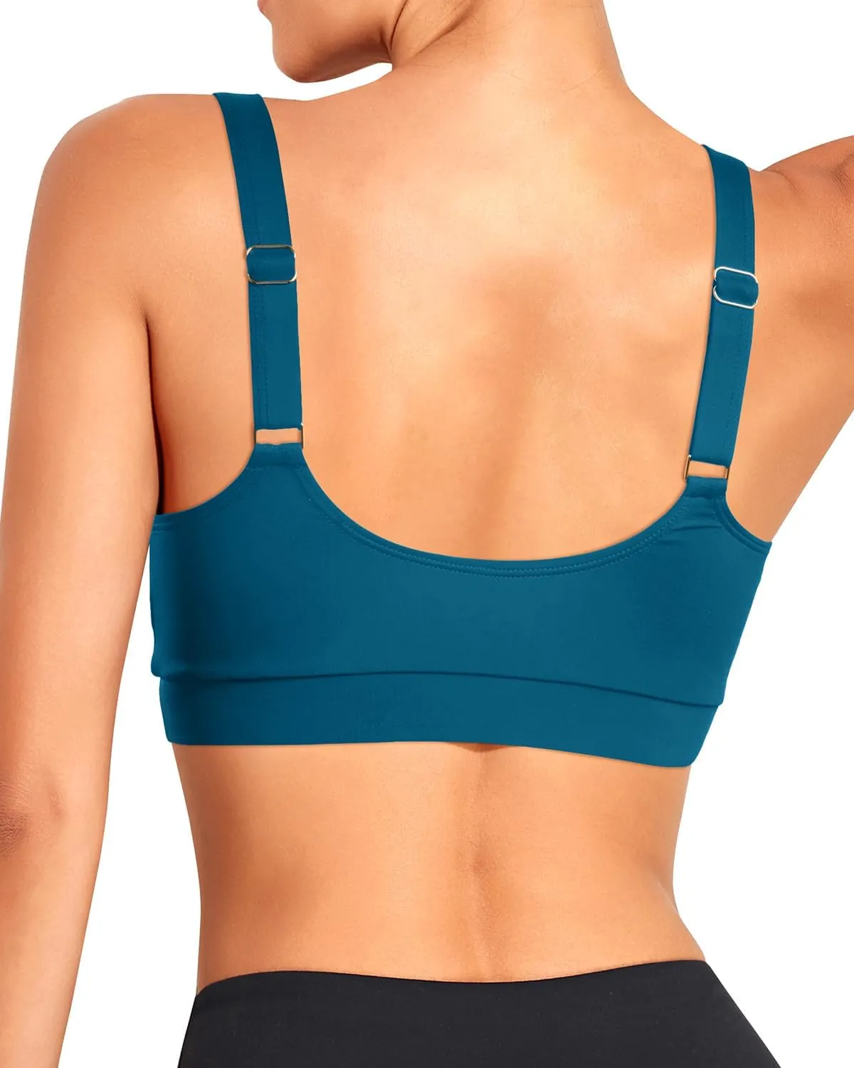 Tempt Me Women Sports Bra Bikini Tops Scoop Neck Bathing Suits Top Padded Swim Crop Tops Only
