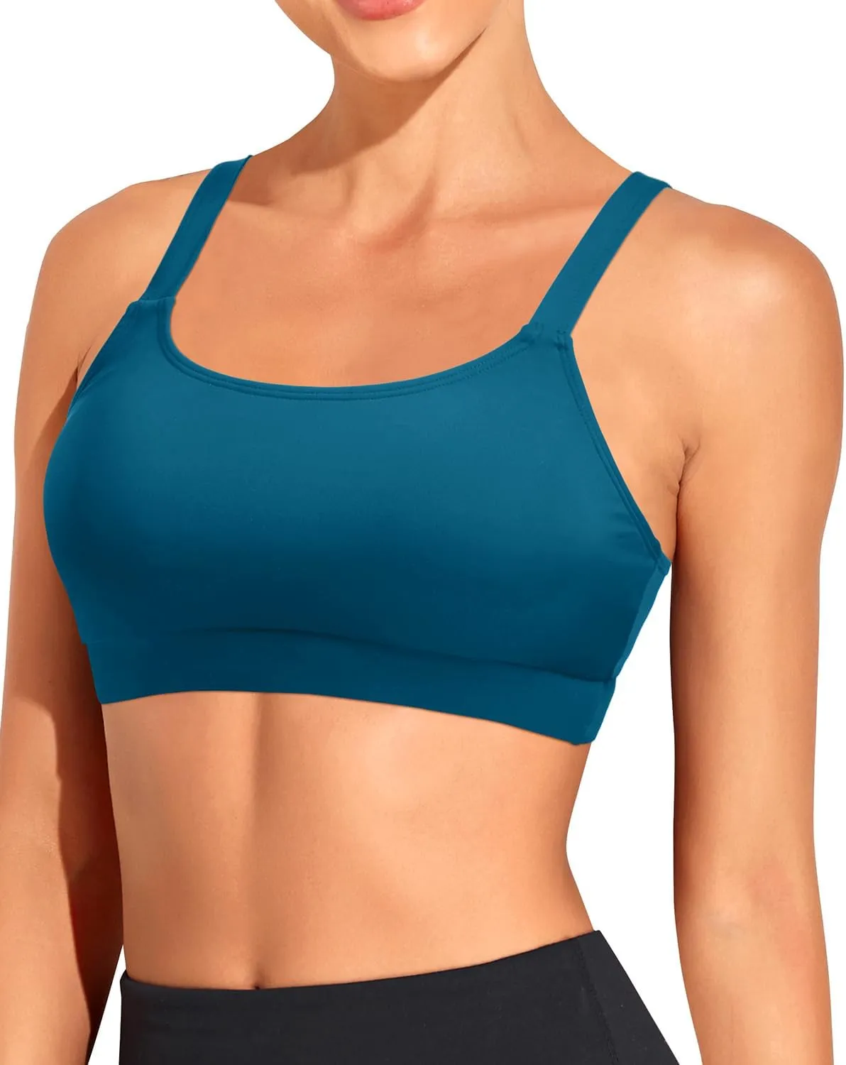Tempt Me Women Sports Bra Bikini Tops Scoop Neck Bathing Suits Top Padded Swim Crop Tops Only