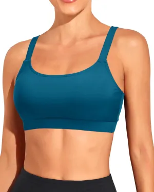 Tempt Me Women Sports Bra Bikini Tops Scoop Neck Bathing Suits Top Padded Swim Crop Tops Only