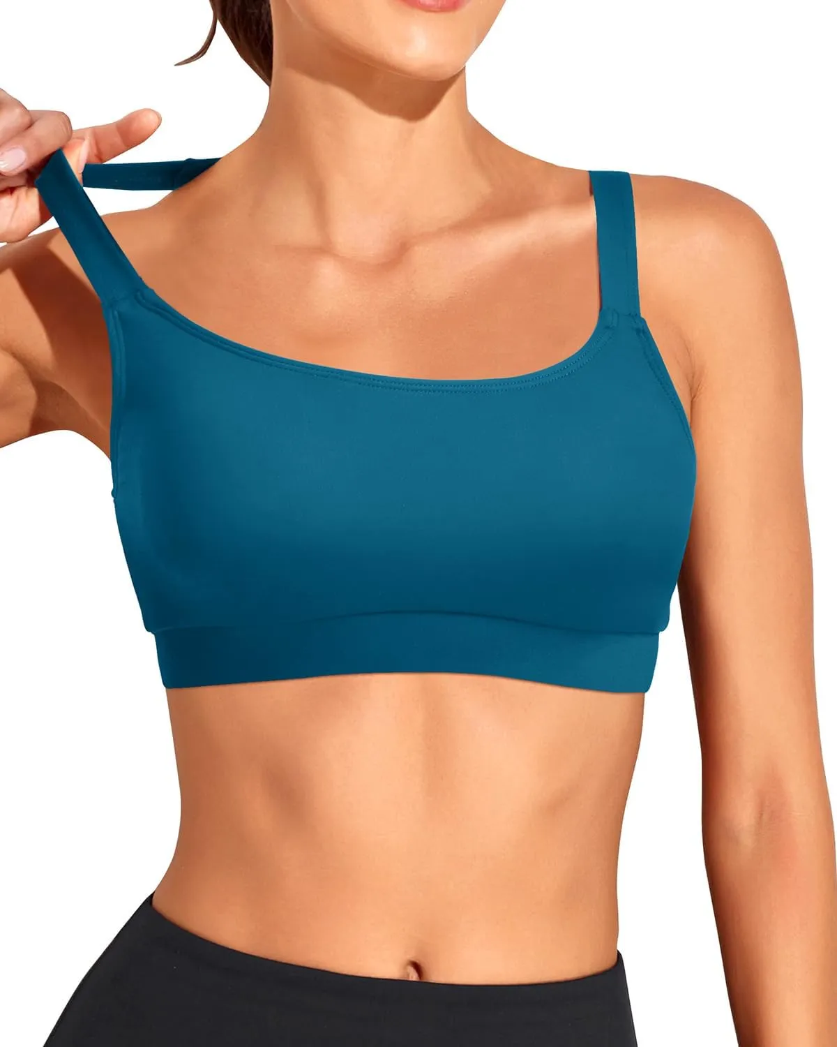 Tempt Me Women Sports Bra Bikini Tops Scoop Neck Bathing Suits Top Padded Swim Crop Tops Only
