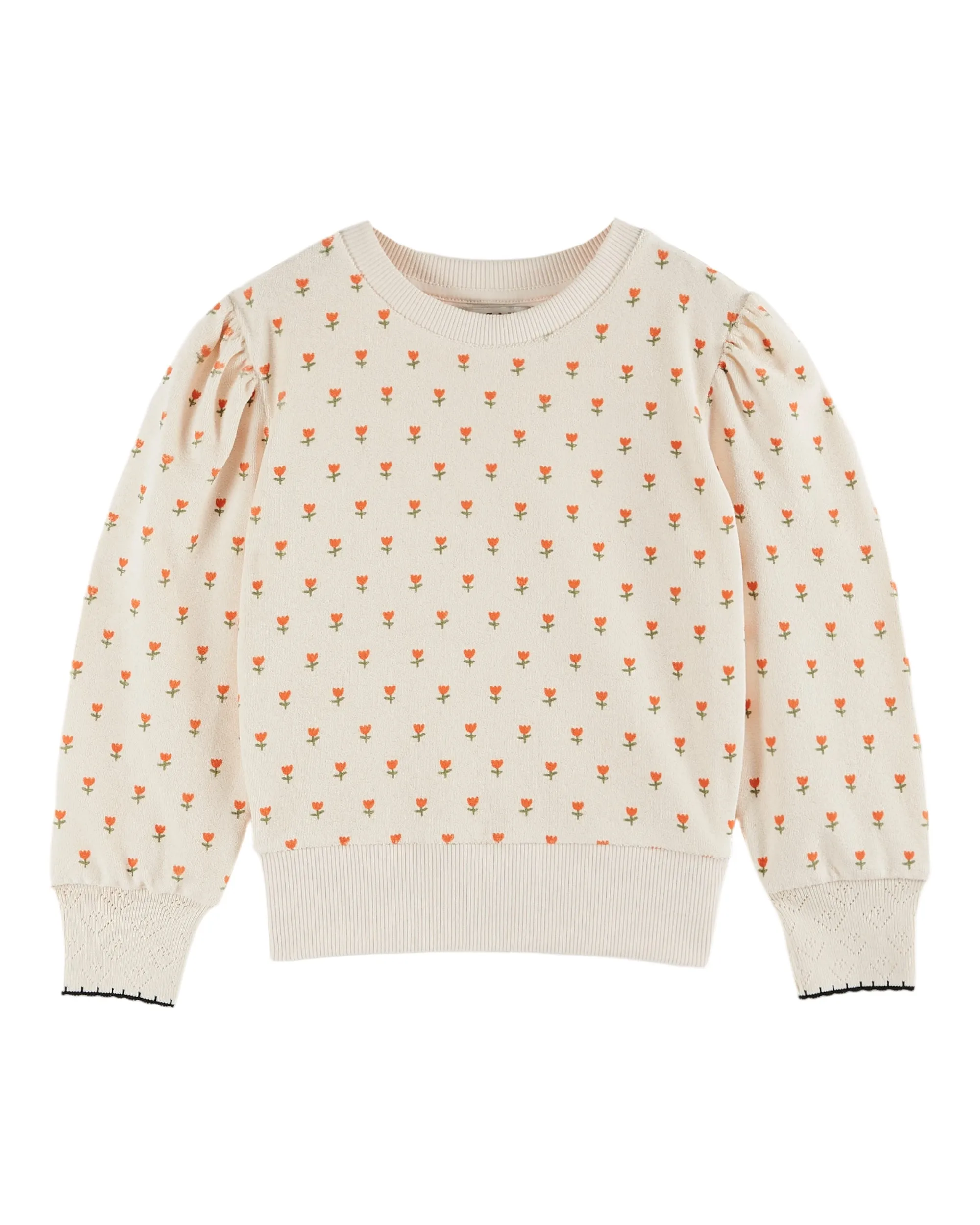 Terrycloth Tulip Sweatshirt, Cream