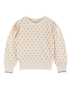 Terrycloth Tulip Sweatshirt, Cream