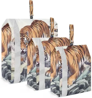 Tiger Compression Packing Cubes, 3pcs Compressible Expandable Travel Packing Organizer, Travel Cubes for Suitcase Carry On