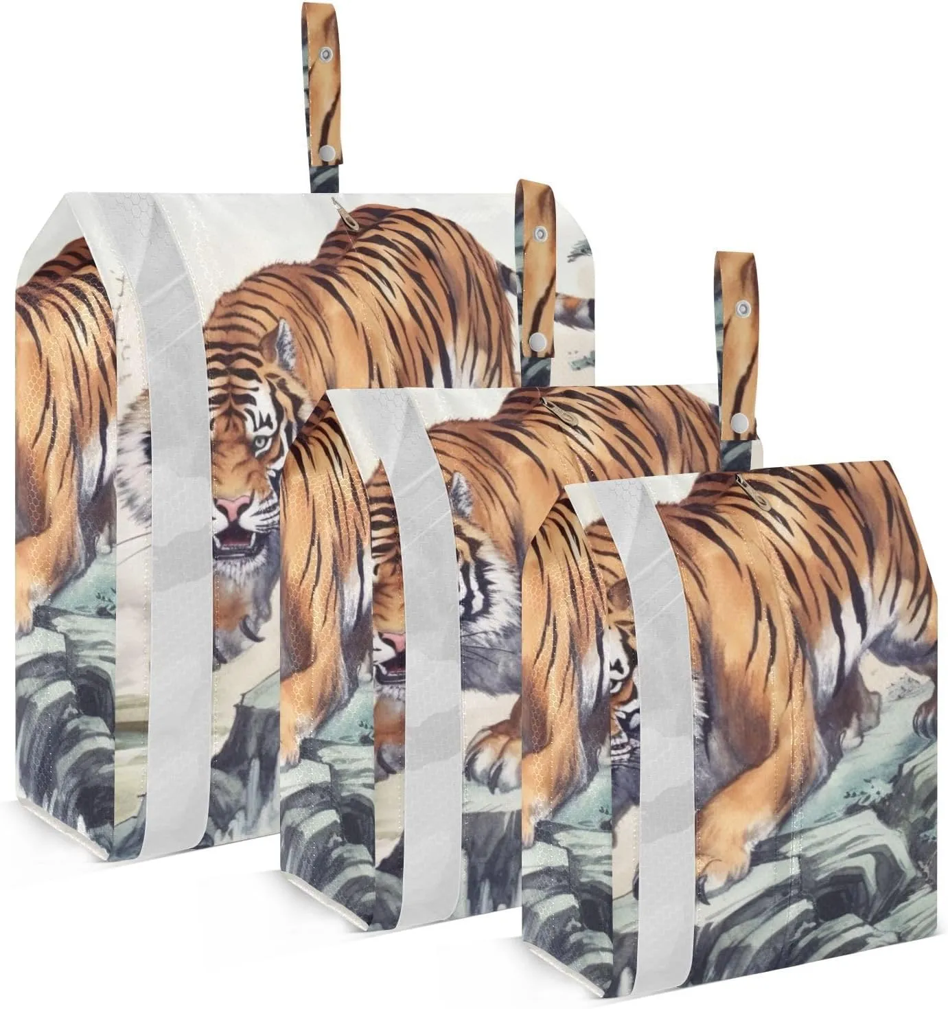 Tiger Compression Packing Cubes, 3pcs Compressible Expandable Travel Packing Organizer, Travel Cubes for Suitcase Carry On
