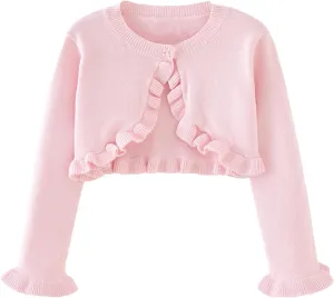 Toddler Girls Cardigan Sweater Bolero Shrug Baby Kids Long Sleeve Cropped Dress Up Button Closure Jacket Tops