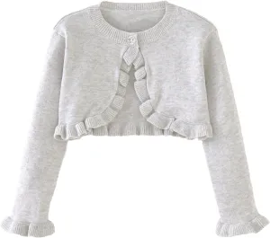 Toddler Girls Cardigan Sweater Bolero Shrug Baby Kids Long Sleeve Cropped Dress Up Button Closure Jacket Tops