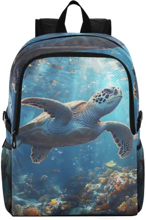Travel Packable Backpack for Women Men,Lightweight and Foldable Hiking Backpack,Turtle Ocean Laptop Backpack Casual Daypack for Weekender Business Camping