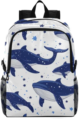 Travel Packable Backpack for Women Men,Lightweight and Foldable Hiking Backpack,Whale Star White Laptop Backpack Casual Daypack for Weekender Business Camping