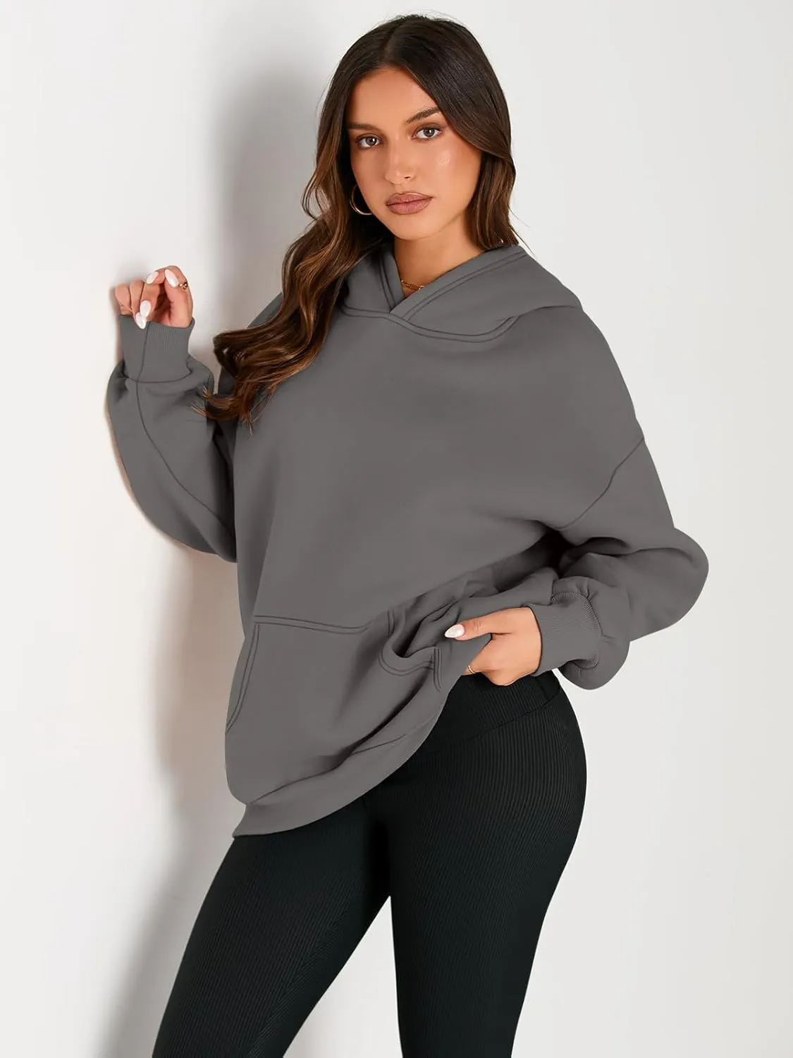 Trendy Queen Womens Oversized Hoodies Fleece Sweatshirts Sweaters Spring Outfits 2025 Pullover Fall Winter Clothes