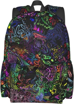 Trippy Psychedelic Art Stylish Backpack With Adjustable Padded Shoulder Straps Daypacks For College Travel