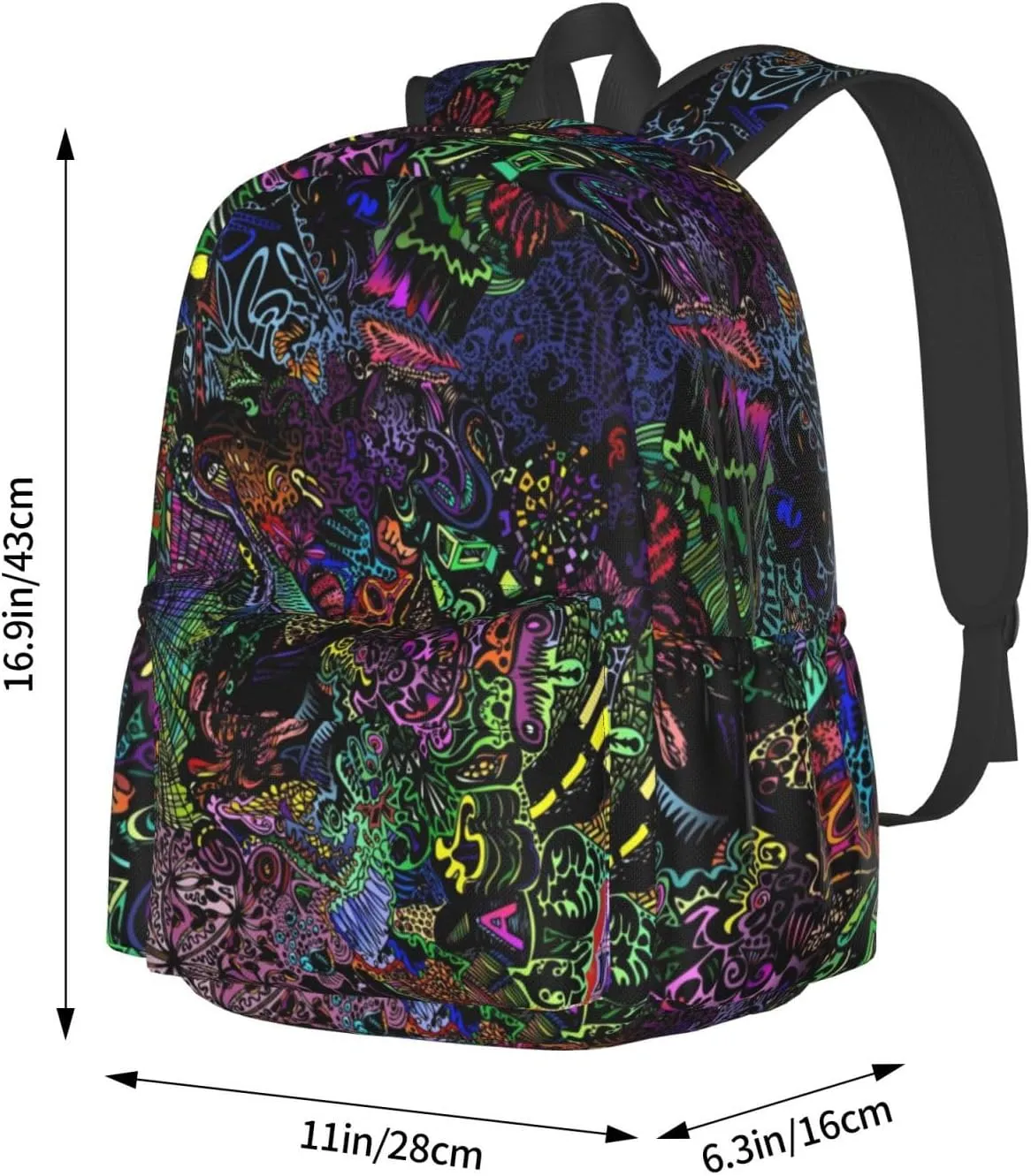 Trippy Psychedelic Art Stylish Backpack With Adjustable Padded Shoulder Straps Daypacks For College Travel