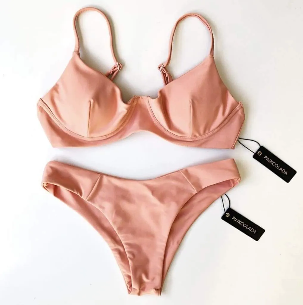 TROPEZ BIKINI TOP IN PEACH PINK