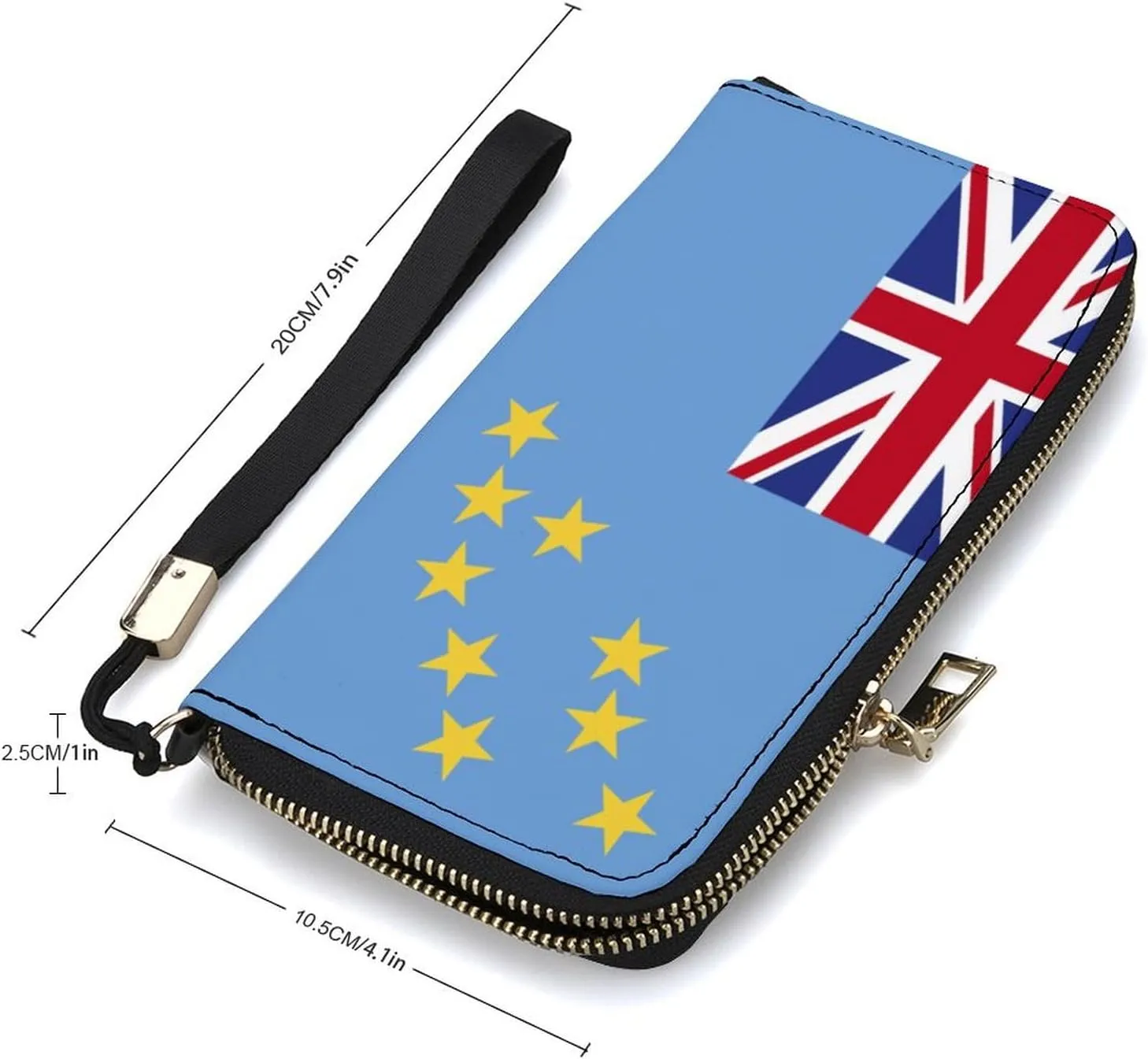 Tuvalu Flag Long Purse with Removable Wristlet Stylish PU Leather Zipper Wallet for Women Men