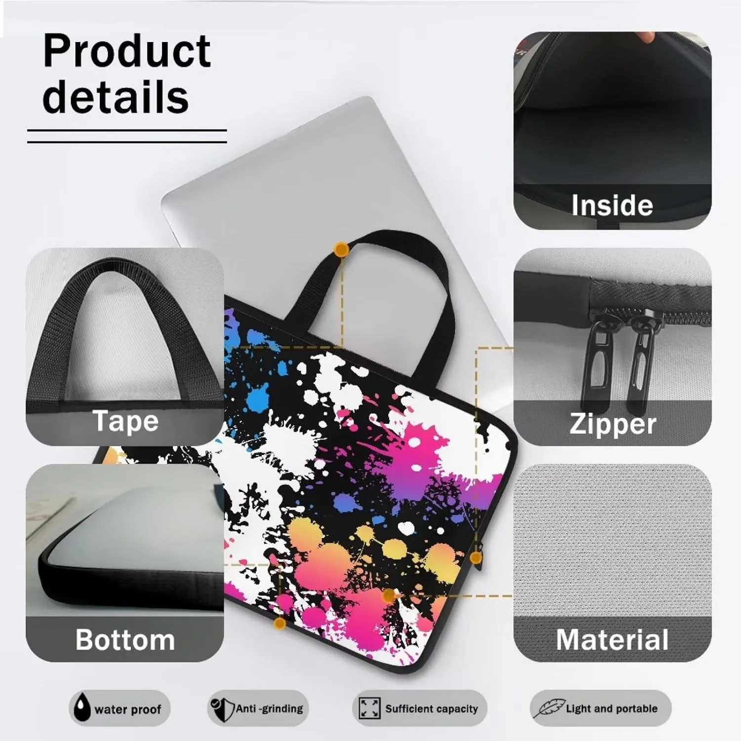 Uasibuni 16 inch Laptop Bag for Women Men Stylish Laptop Cover Gift for Boy Girl