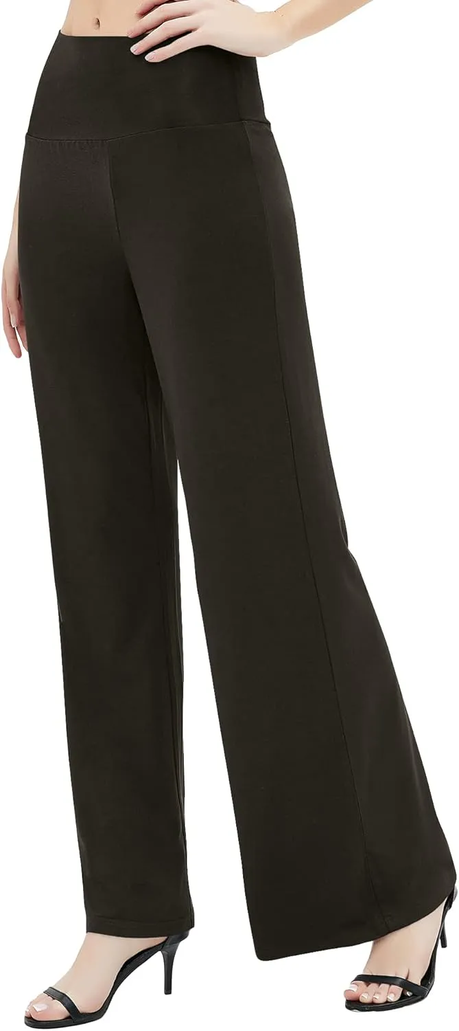 Urban CoCo Women's Dress Pants Solid Wide Leg Casual Sport Trousers Straight Leg High Waist Stretch Pants