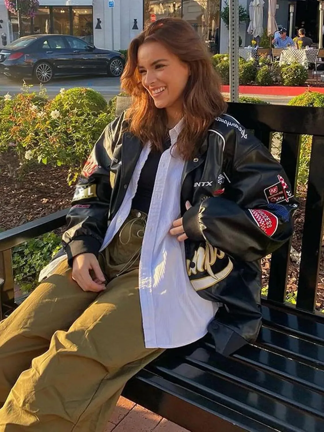 Vamtac Faux Leather Motocross Jackets Oversized Vintage Racing Varsity Bomber Coat Unisex Trendy Streetwear