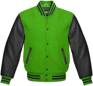 Varsity Jacket Letterman Baseball Jacket Wool body and Cowhide Leather Sleeves 22 Color Options