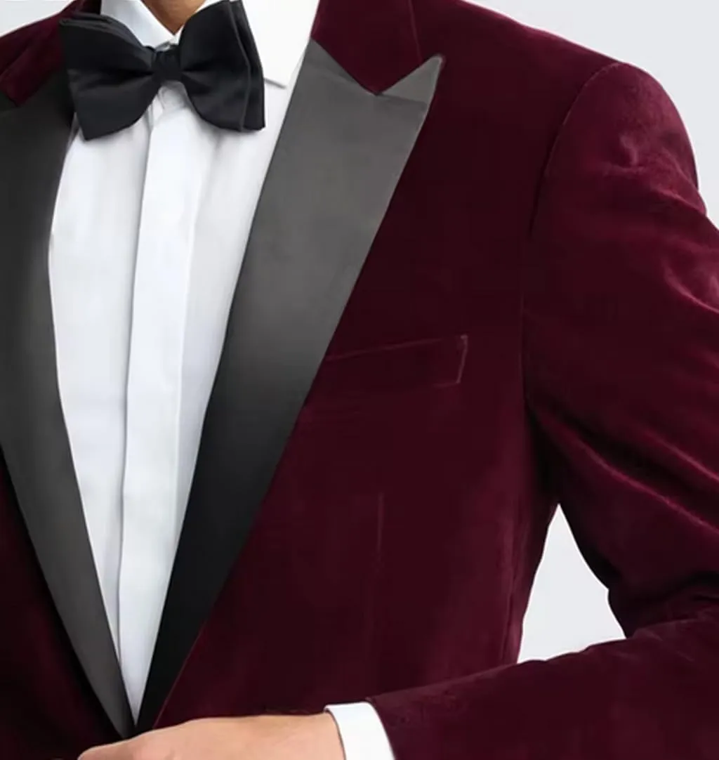 VENNYNG Men's Velvet Blazer Jacket for Winter One Button Stylish Coat for Groom and Groomsmen.