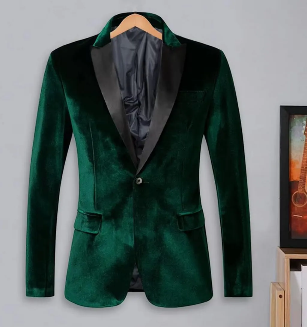 VENNYNG Men's Velvet Blazer Jacket for Winter One Button Stylish Coat for Groom and Groomsmen.