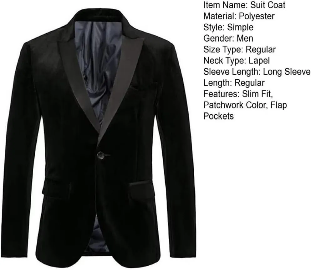VENNYNG Men's Velvet Blazer Jacket for Winter One Button Stylish Coat for Groom and Groomsmen.