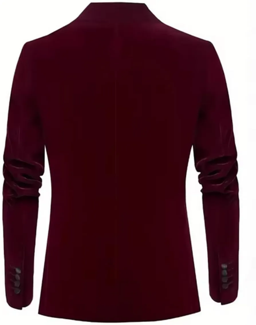 VENNYNG Men's Velvet Blazer Jacket for Winter One Button Stylish Coat for Groom and Groomsmen.