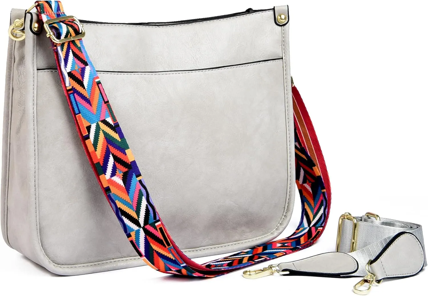 Vibrant Leather Crossbody Bag for Women - Stylish Hobo Handbag with 2 Adjustable Shoulder Straps