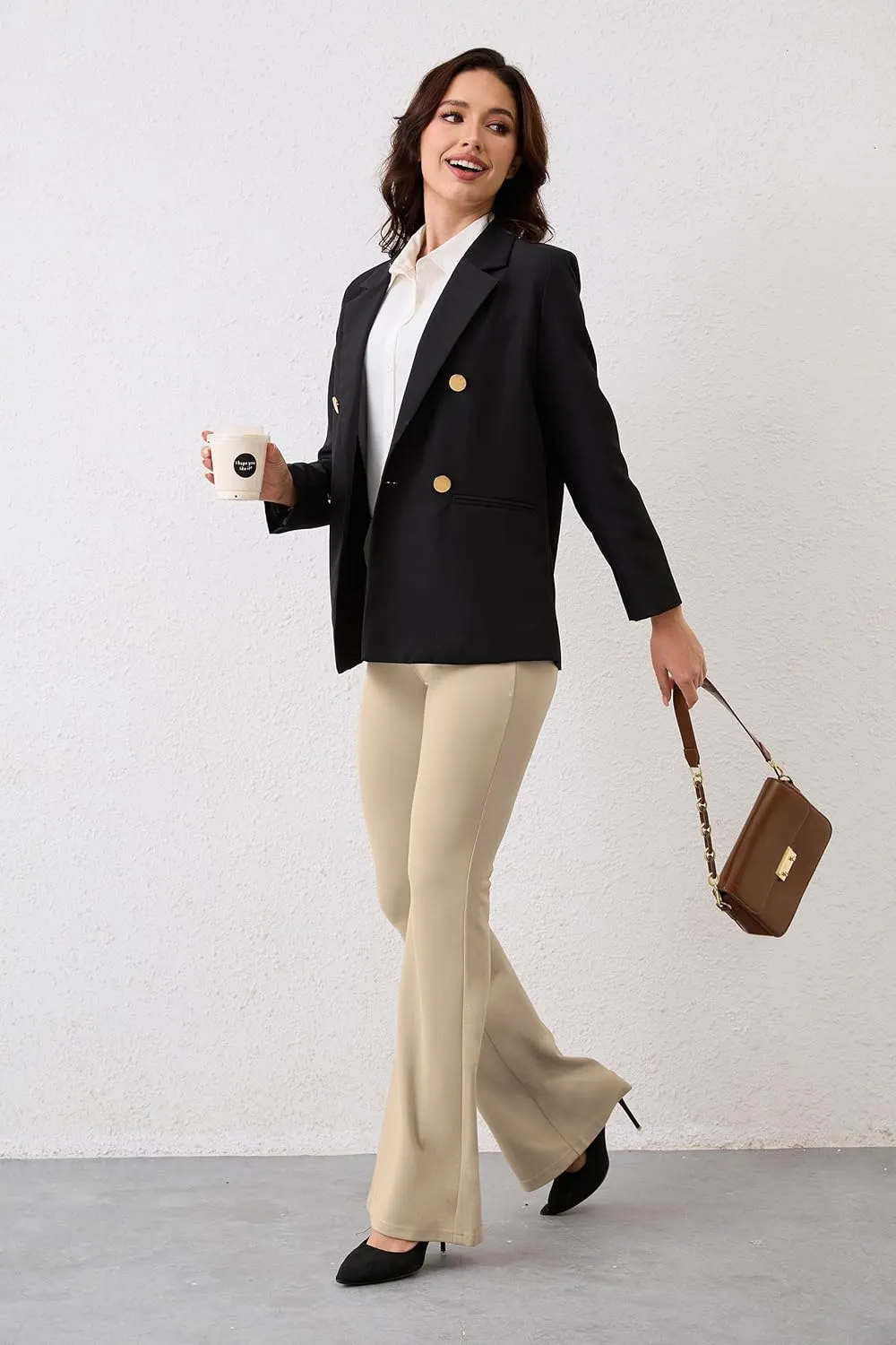 VIMPEP Womens Classic Yoga Dress Pants High Rise Flare Soft Feeling Pull On Work Yoga Pants for Business Office Work 2102