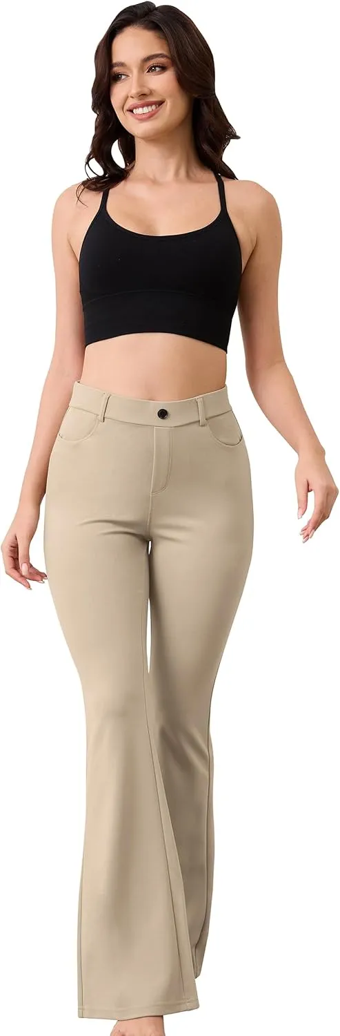 VIMPEP Womens Classic Yoga Dress Pants High Rise Flare Soft Feeling Pull On Work Yoga Pants for Business Office Work 2102