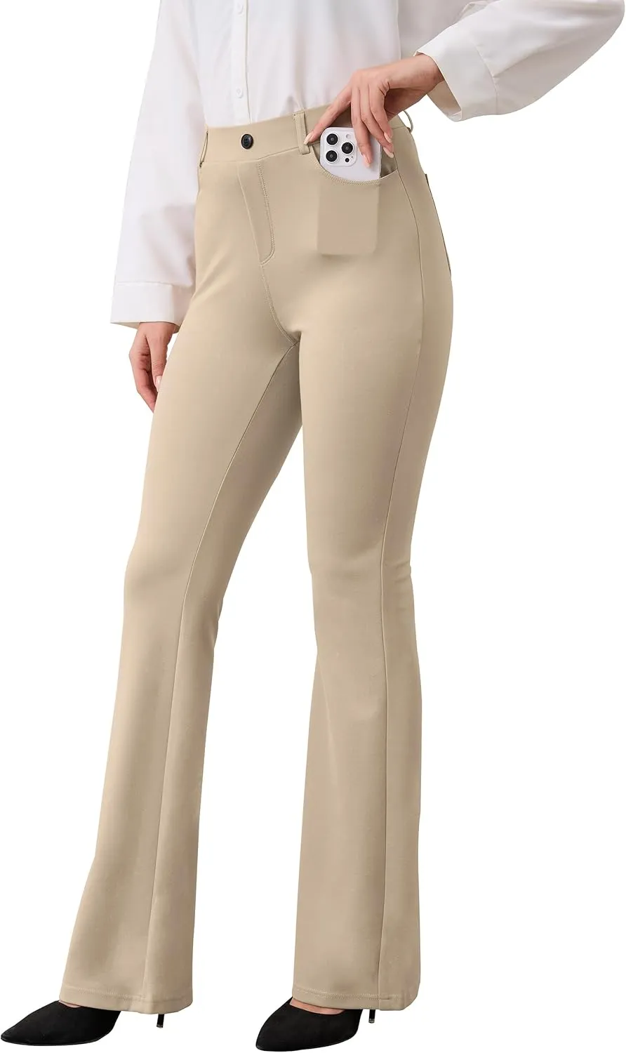 VIMPEP Womens Classic Yoga Dress Pants High Rise Flare Soft Feeling Pull On Work Yoga Pants for Business Office Work 2102