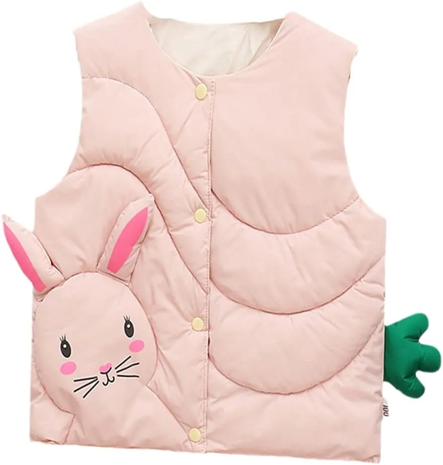 Warm Vest for Baby Girls Cute Cartoon Waistcoat Cotton Padded Jackets Autumn Winter Vest