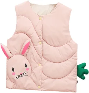 Warm Vest for Baby Girls Cute Cartoon Waistcoat Cotton Padded Jackets Autumn Winter Vest