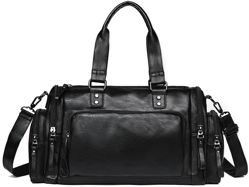 Weekender Duffle Bag for Overnight Business Travel Gym Essentials Waterproof Leather Large Carry On Stylish
