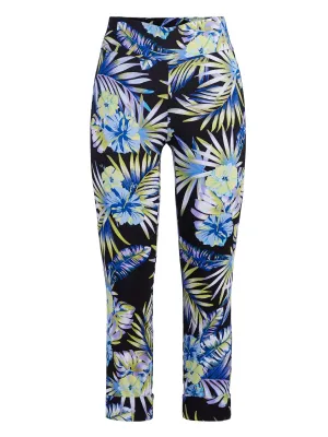Whitney High-Waisted Pull-On Capri Pant - Tropical Print