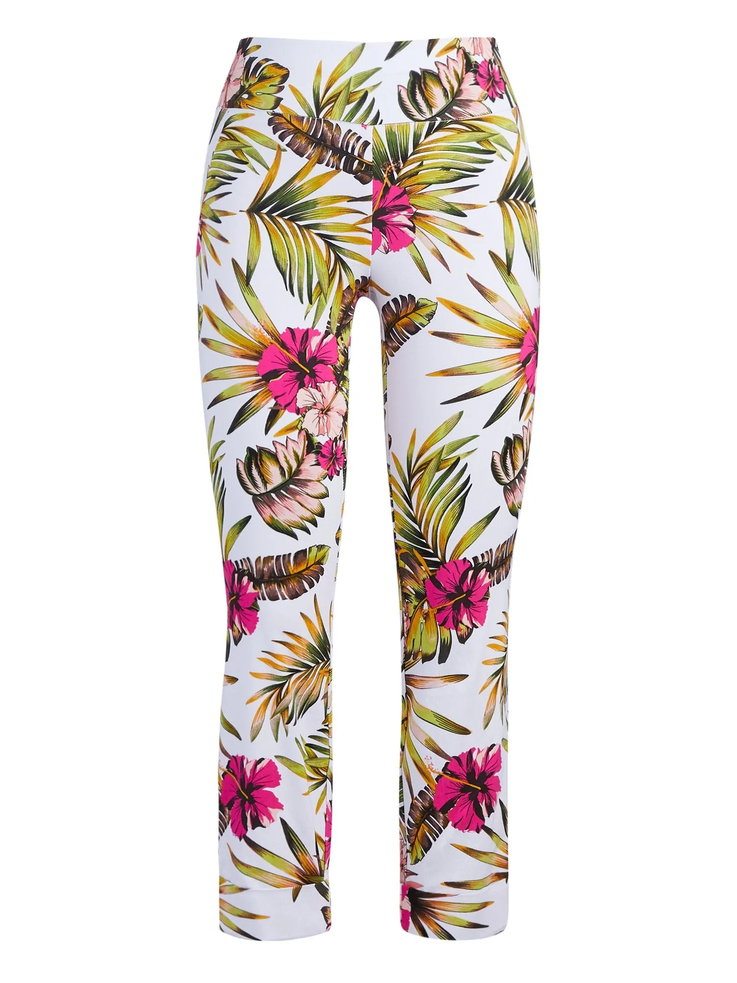 Whitney High-Waisted Pull-On Capri Pant - Tropical Print