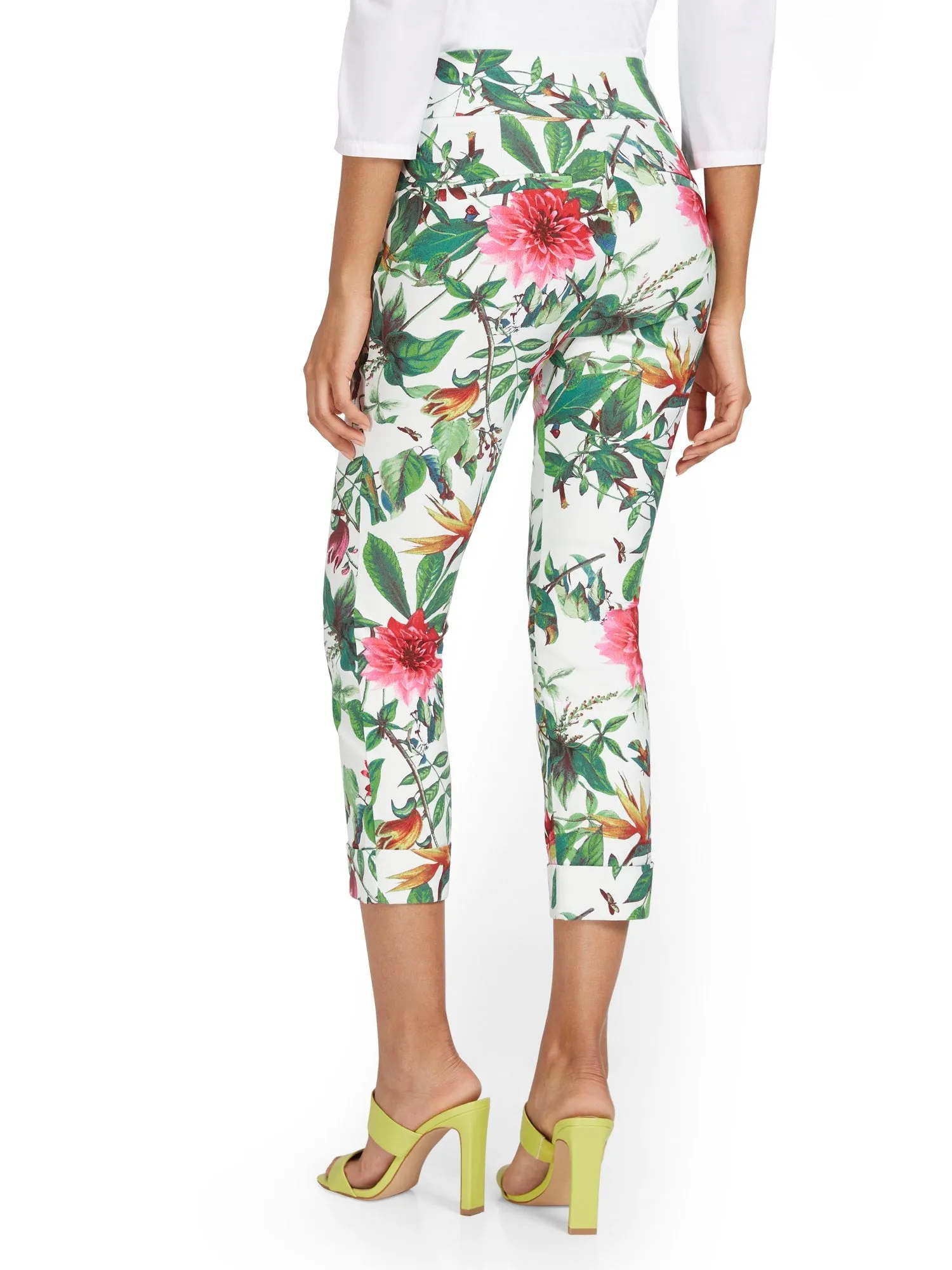 Whitney High-Waisted Pull-On Slim-Leg Capri Pant - Botanical