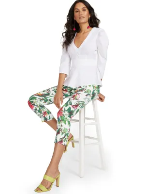 Whitney High-Waisted Pull-On Slim-Leg Capri Pant - Botanical