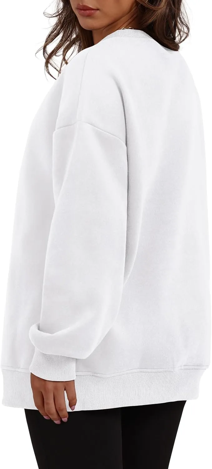 WIHOLL Womens Oversized Sweatshirts Crewneck Long Sleeve Tops Fleece Pullover Fall Fashion Clothes with Pocket