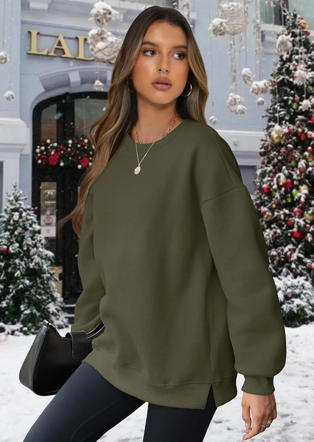 WIHOLL Womens Oversized Sweatshirts Crewneck Long Sleeve Tops Fleece Pullover Fall Fashion Clothes with Pocket