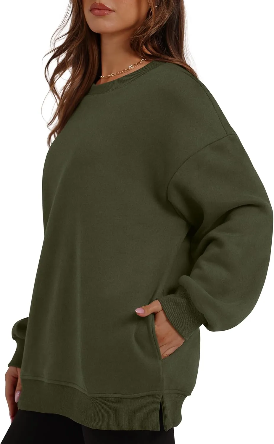 WIHOLL Womens Oversized Sweatshirts Crewneck Long Sleeve Tops Fleece Pullover Fall Fashion Clothes with Pocket