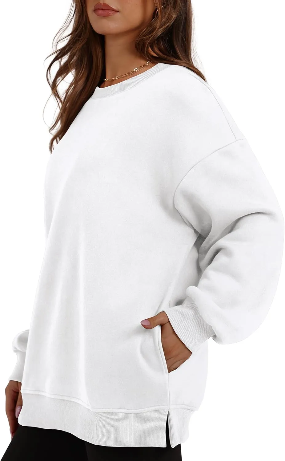 WIHOLL Womens Oversized Sweatshirts Crewneck Long Sleeve Tops Fleece Pullover Fall Fashion Clothes with Pocket