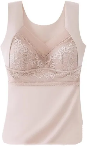 Winter Thermal Underwear Lace Camisoles Vest Corset Padded Fleece Lined Warm Undershirt Brassiere