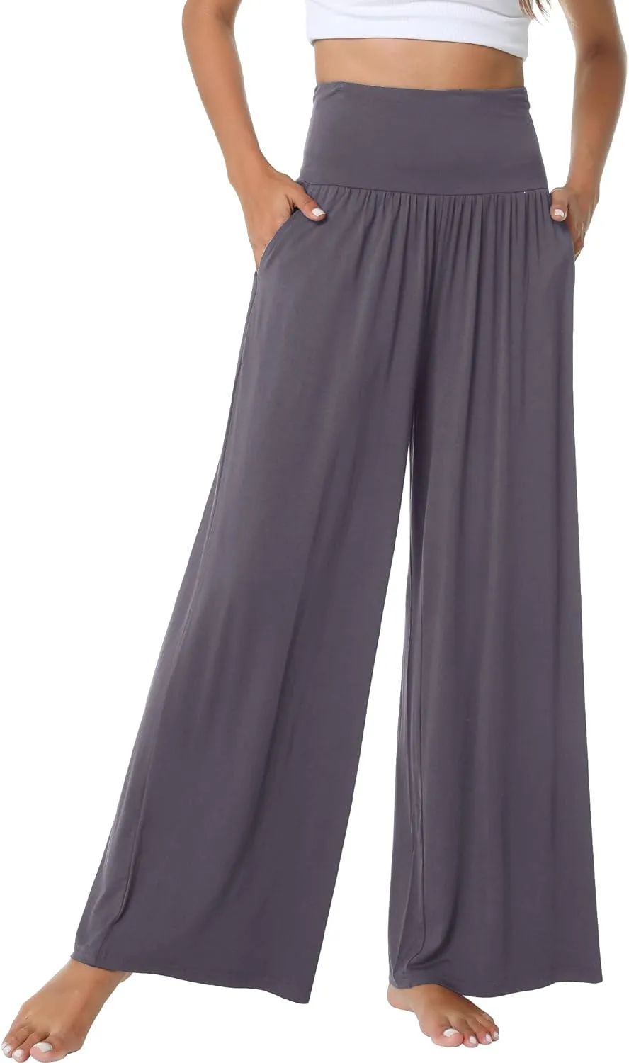 WiWi Pajama Pants for Women Soft Wide Leg Palazzo Lounge Sweatpants Loose Yoga Bottoms-Viscose from Bamboo S-XXL