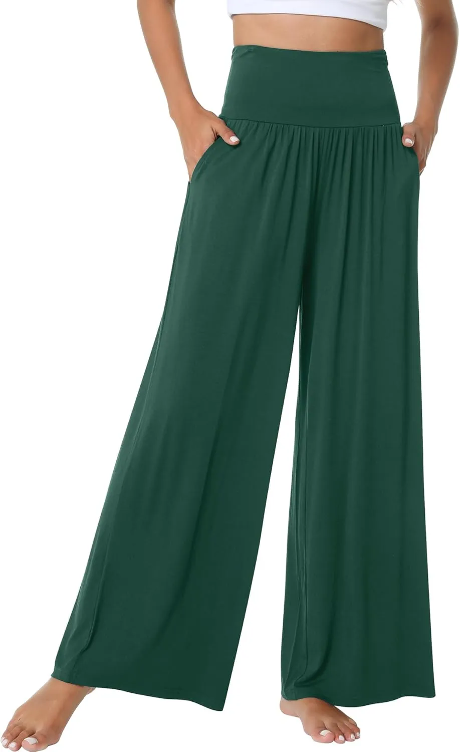 WiWi Pajama Pants for Women Soft Wide Leg Palazzo Lounge Sweatpants Loose Yoga Bottoms-Viscose from Bamboo S-XXL