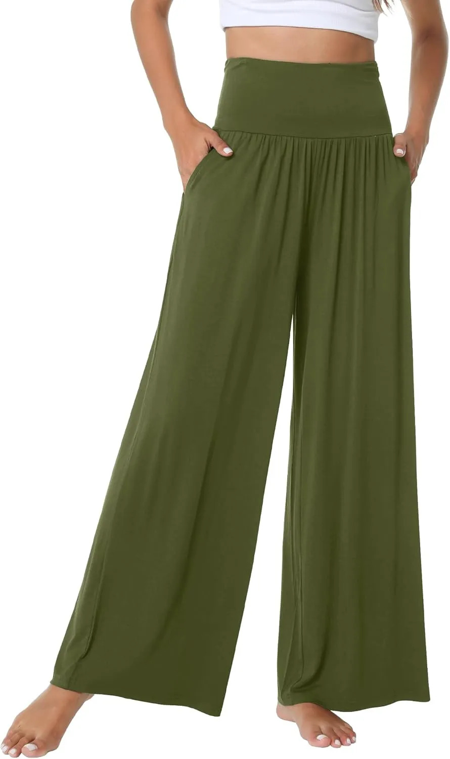 WiWi Pajama Pants for Women Soft Wide Leg Palazzo Lounge Sweatpants Loose Yoga Bottoms-Viscose from Bamboo S-XXL