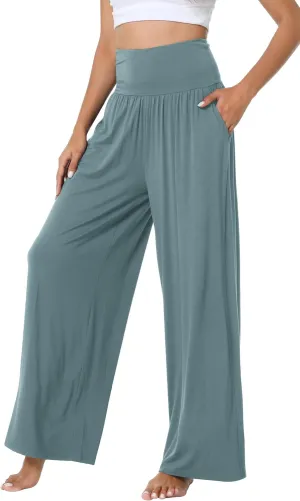 WiWi Pajama Pants for Women Soft Wide Leg Palazzo Lounge Sweatpants Loose Yoga Bottoms-Viscose from Bamboo S-XXL